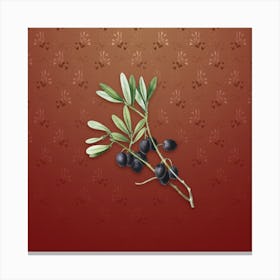 Vintage Olive Tree Botanical on Falu Red Pattern n.0812 Canvas Print