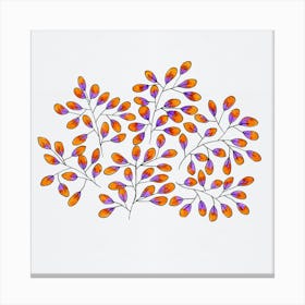 Leaf Sprig Lavender Orange Canvas Print