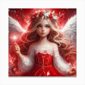 Angel In Red Dress Canvas Print