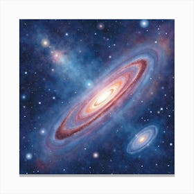 Watercolor Space Vista Featuring Distant Galaxies 1 Canvas Print