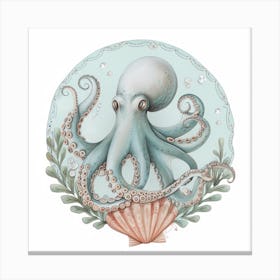 Storybook Style Octopus With Shells  1 Canvas Print