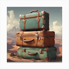 Old Suitcases In The Desert Luggage Gone Wild ( Bohemian Design ) Canvas Print