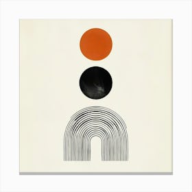 Minimalist Abstract Artwork With Circles And Black Arch Canvas Print