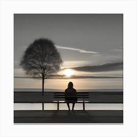 Sunset On A Bench 4 Canvas Print