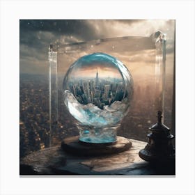 Cityscape In A Snow Globe Canvas Print