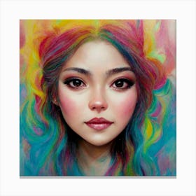 Girl With Colorful Hair 3 Canvas Print