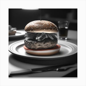 Burger On A Plate 40 Canvas Print