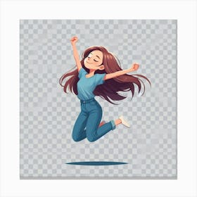 Girl Jumping Png And Vector Canvas Print