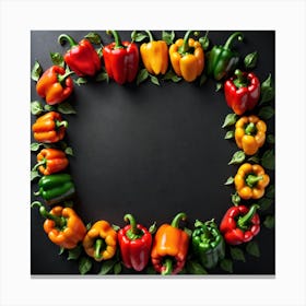 Colorful Peppers In A Frame 28 Canvas Print