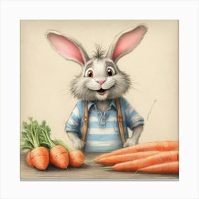 Rabbit With Carrots 6 Canvas Print