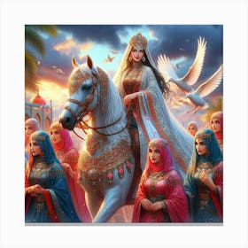 Muslim Women On Horseback15 Canvas Print