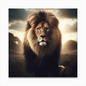 A powerful and majestic lion in its natural habitat3 Canvas Print