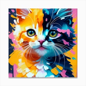 Colorful Cat Painting Canvas Print