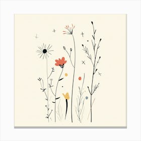 Cute Line Art Wildflowers 8 Canvas Print