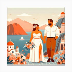 Greece Wedding Illustration Canvas Print