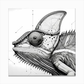 Chameleon - Abstract Line Art Illustration 102 Canvas Print