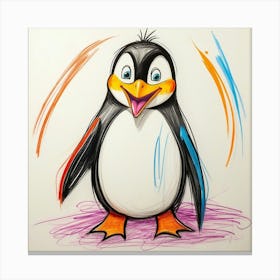 Penguin Drawing 1 Canvas Print