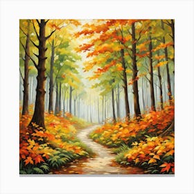 Forest In Autumn In Minimalist Style Square Composition 293 Canvas Print