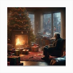 Christmas In The Living Room 21 Canvas Print