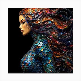 Maraclemente 3d Mosaic Black Mermaid Curly Long Hair Vibrant Me E12e8702 5126 4d6a 818c C032c18b21a5 Canvas Print