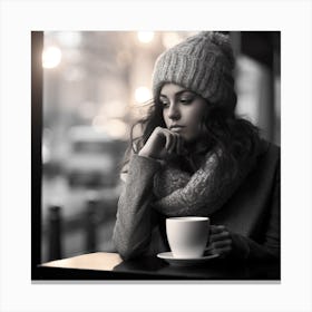 Girl With A Cup Of Coffee 1 Canvas Print