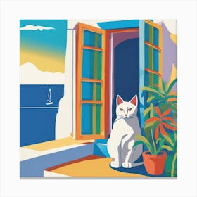 Open Window With Cat Matisse Style Amalfi Coast 23 Canvas Print