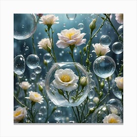 Lisianthus And Bubbles Canvas Print