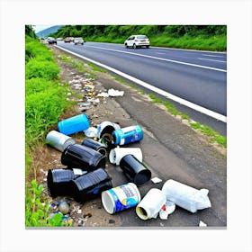 Roadside Rubbish Litter Trash Debris Pollution Garbage Waste Environment Pollution Environ (15) Canvas Print