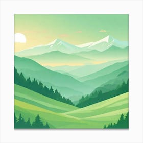Misty mountains background in green tone 138 Canvas Print