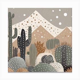 Firefly Modern Abstract Beautiful Lush Cactus And Succulent Garden In Neutral Muted Colors Of Tan, G (10) Canvas Print