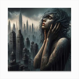 Girl In The Rain Canvas Print