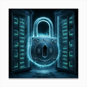 Padlock In A Dark Room Canvas Print