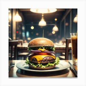 Hamburger On A Plate 120 Canvas Print