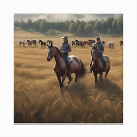 Horses In A Field 30 Canvas Print