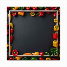 Colorful Peppers In A Frame 39 Canvas Print