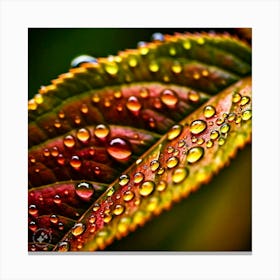 Dewdrops On A Leaf AI Canvas Print