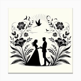 Silhouette of Couple 7 Canvas Print