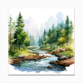 Watercolor Forest Landscape 6 Canvas Print