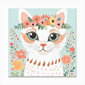 Floral Baby Cat Nursery Illustration (4) Canvas Print
