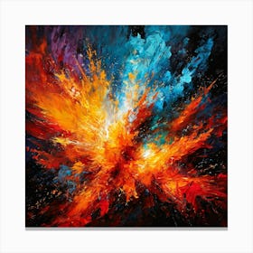 Vibrant Abstract Art with Explosive Colors and Textures Canvas Print