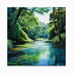 Watercolor Waikato River Canvas Print