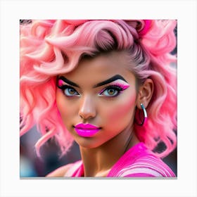 Pink Haired Girl zd Canvas Print