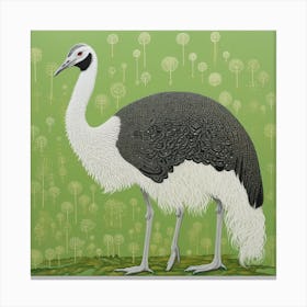 Ohara Koson Inspired Bird Painting Ostrich 2 Square Canvas Print