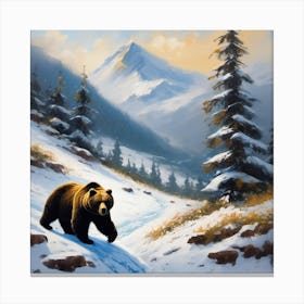 Bear In The Snow 2 Canvas Print