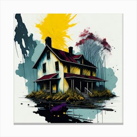 Colored House Ink Painting (8) Canvas Print