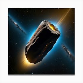 Yellow blue alien artifical asteroid floating in space 3 Canvas Print