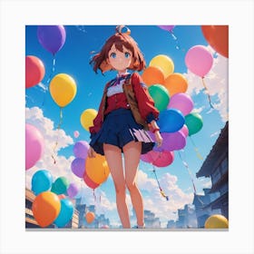 Anime Girl With Balloons Canvas Print