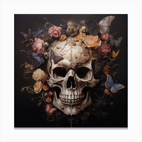 skull in flowers 1 Canvas Print