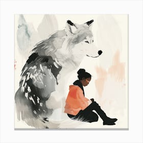 Wolf And Girl Canvas Print