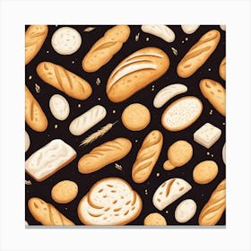 Bread And Buns Seamless Pattern 1 Canvas Print